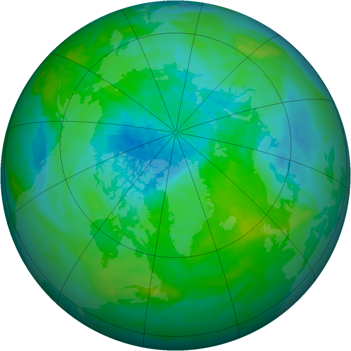 Arctic ozone map for 01 September 1992